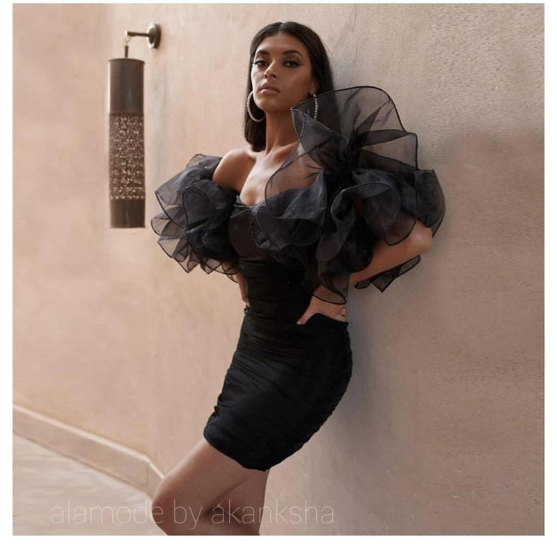 Diana Ruffled Dress - Black