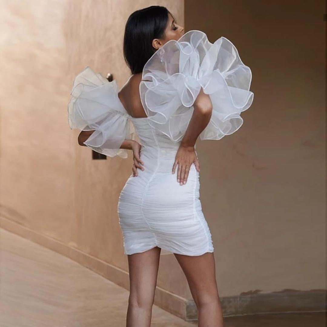 Diana Ruffled Dress - White