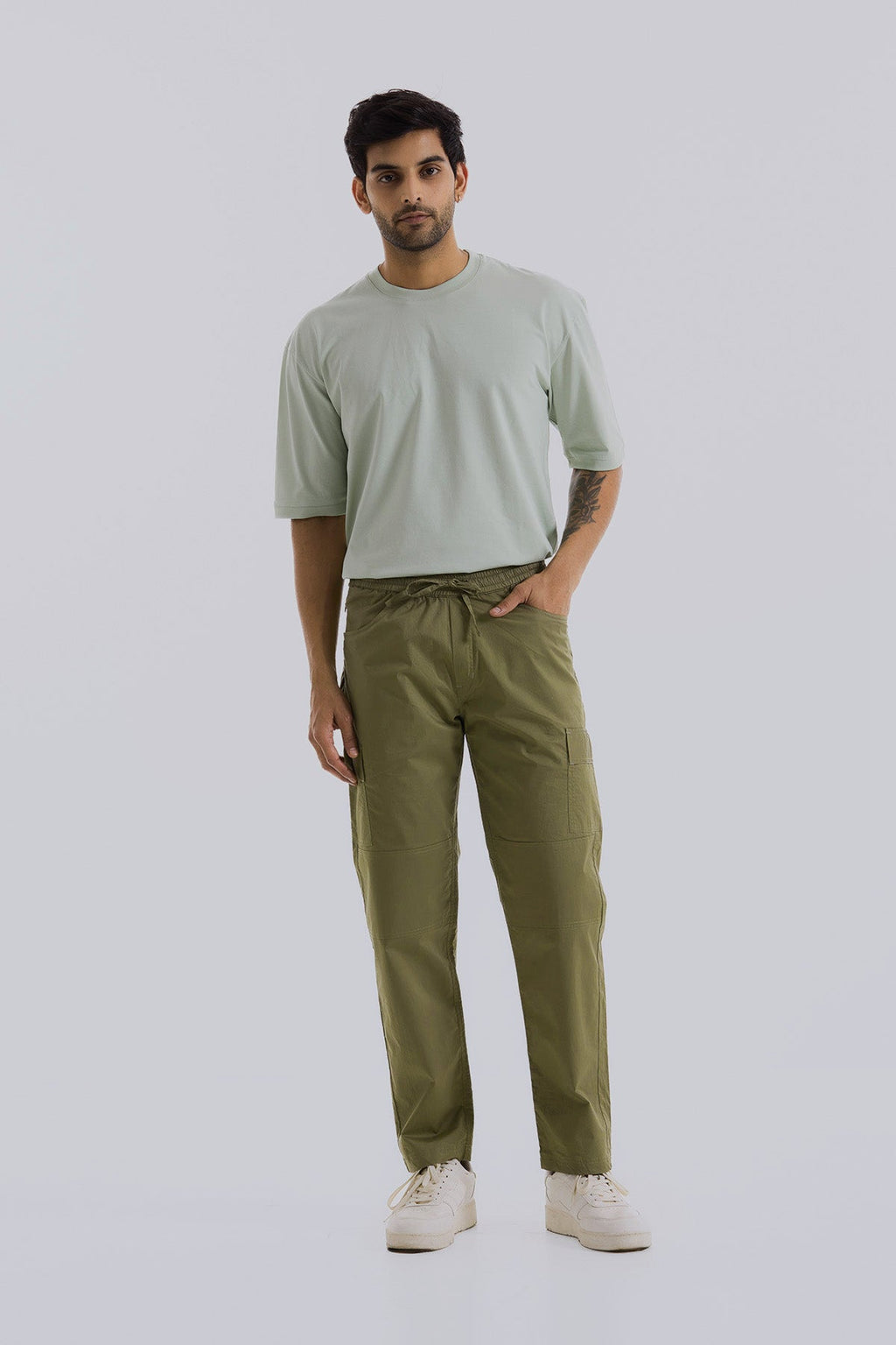 Dull Olive 2 way stretchable Air cargo - Regular fit