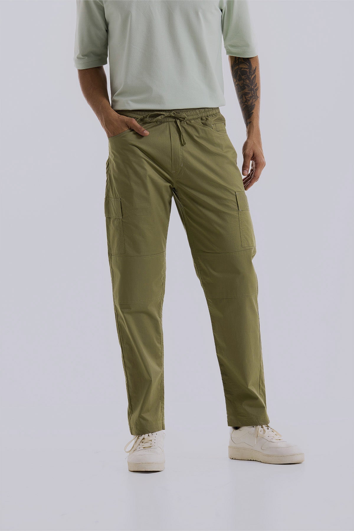 Dull Olive 2 way stretchable Air cargo - Regular fit