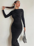Mariam Luxe Pleated Maxi Dress - Black