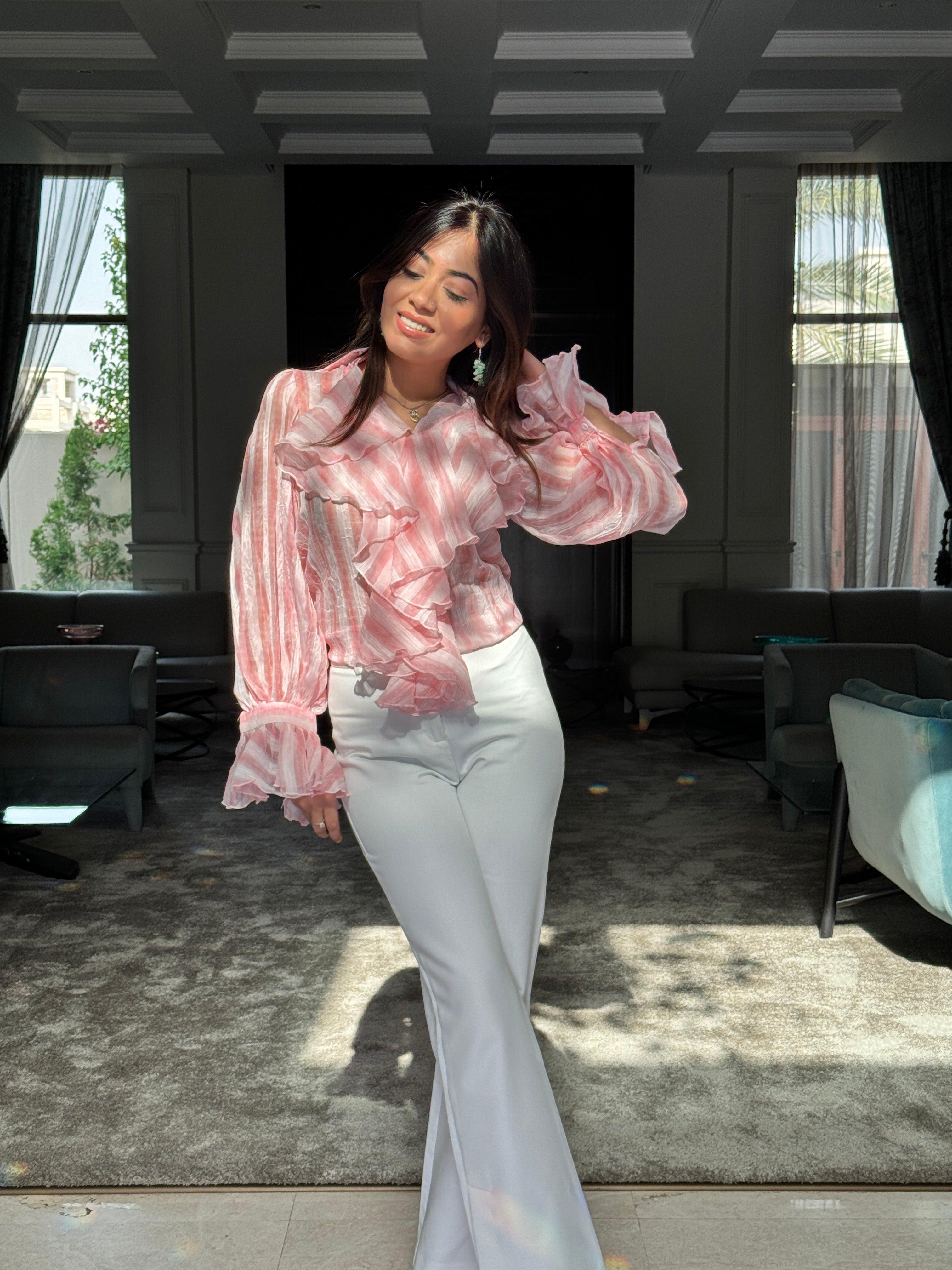 Freida Ruffled Blouse - Pink