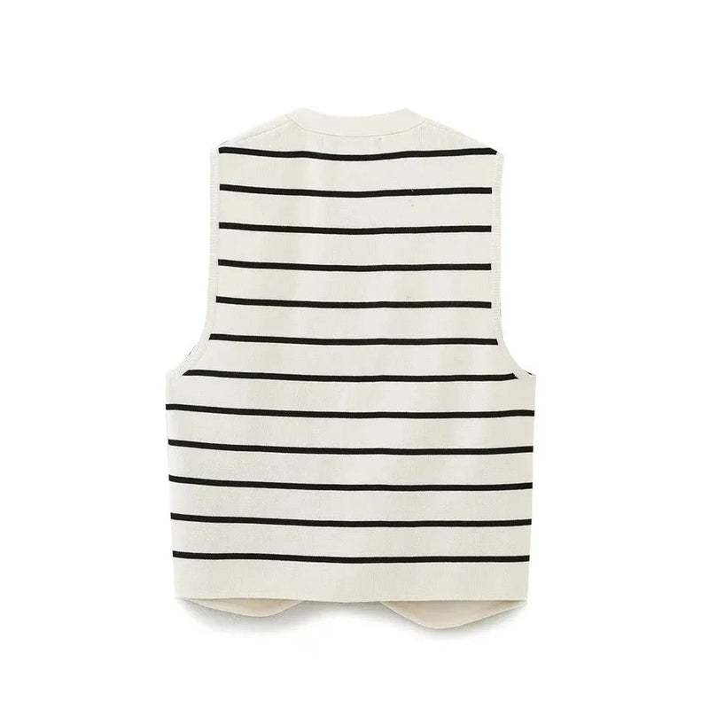 Dolo Statement Vest Summer Casual Tops - Striped