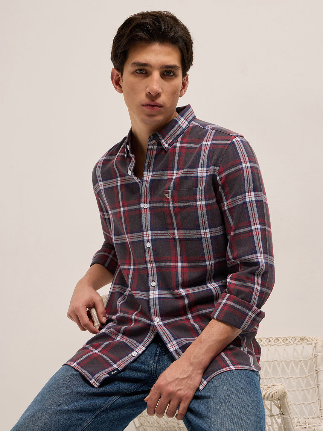 AWER - Multicolor Checked Slim Fit Casual Shirt