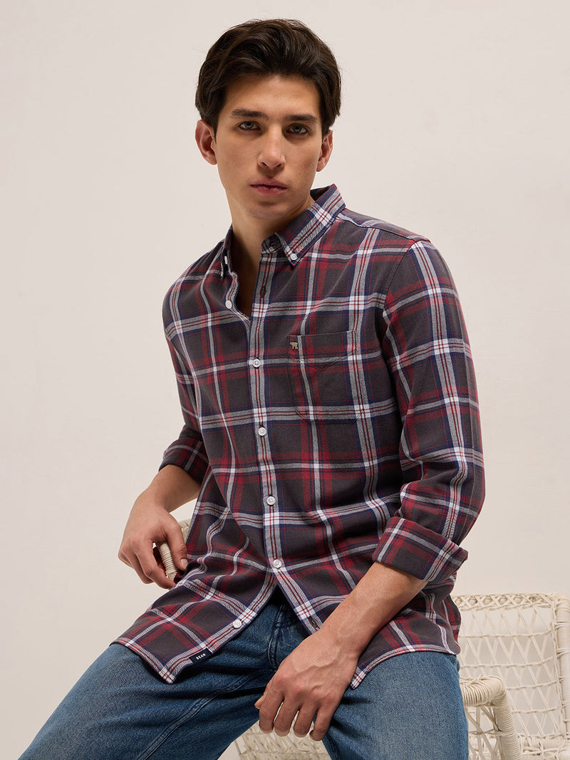AWER - Multicolor Checked Slim Fit Casual Shirt