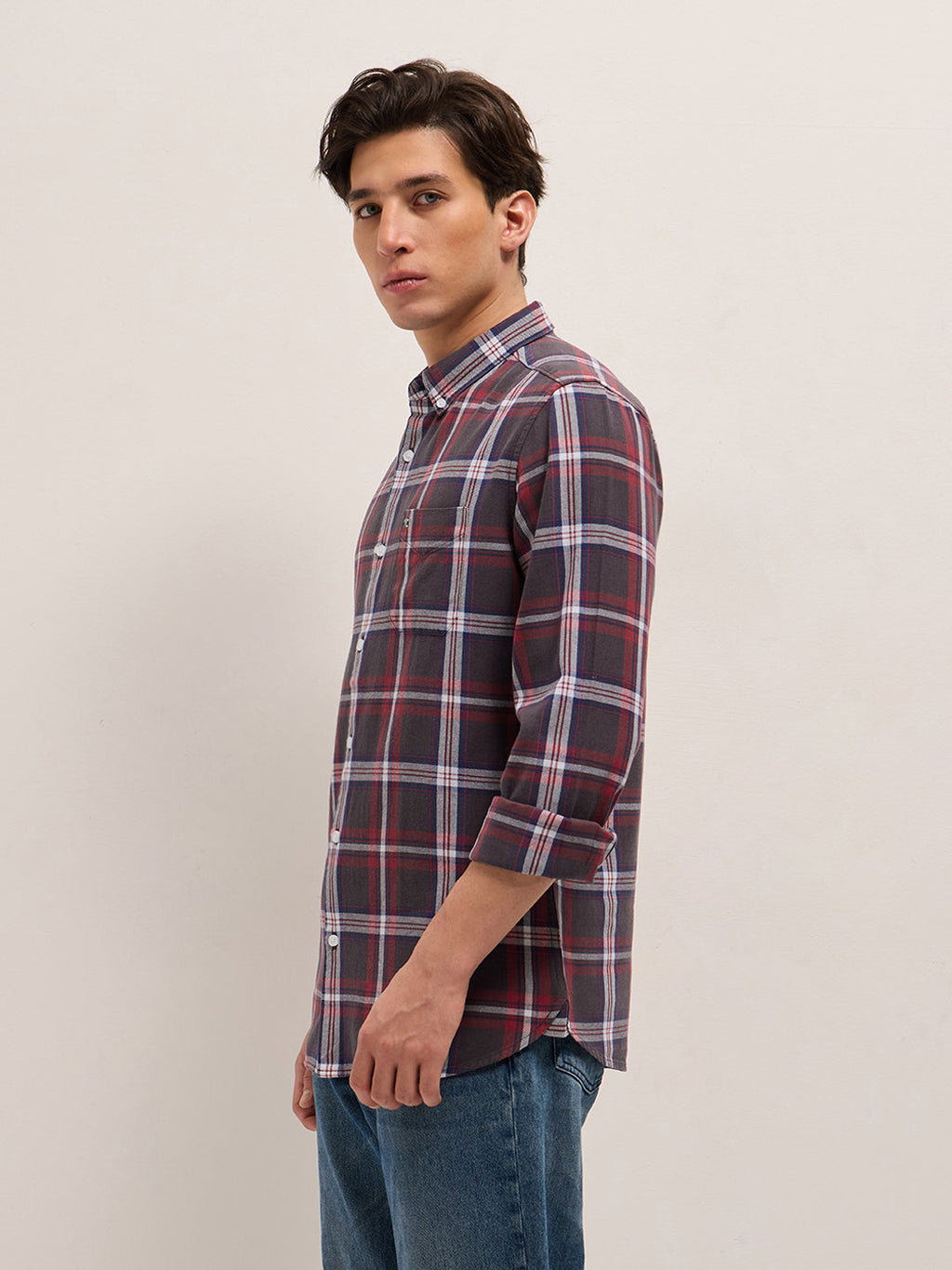 AWER - Multicolor Checked Slim Fit Casual Shirt