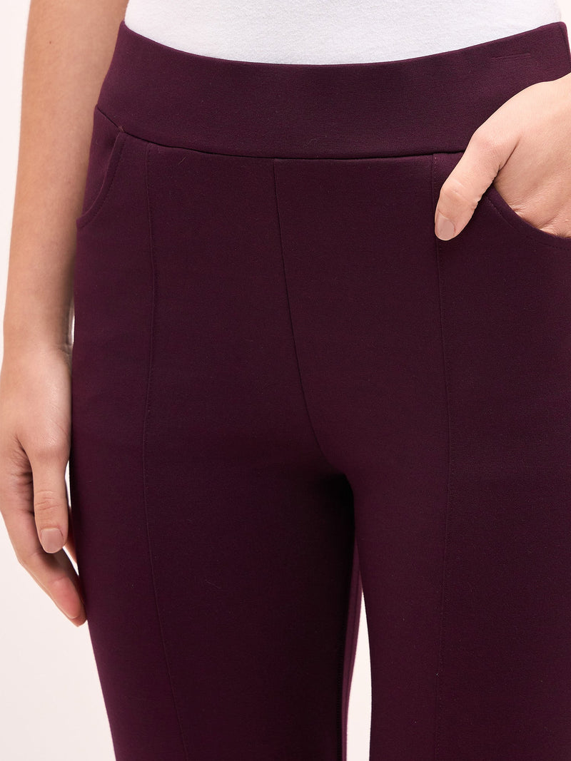 Flex Pull On Slim Jeggings - Burgundy