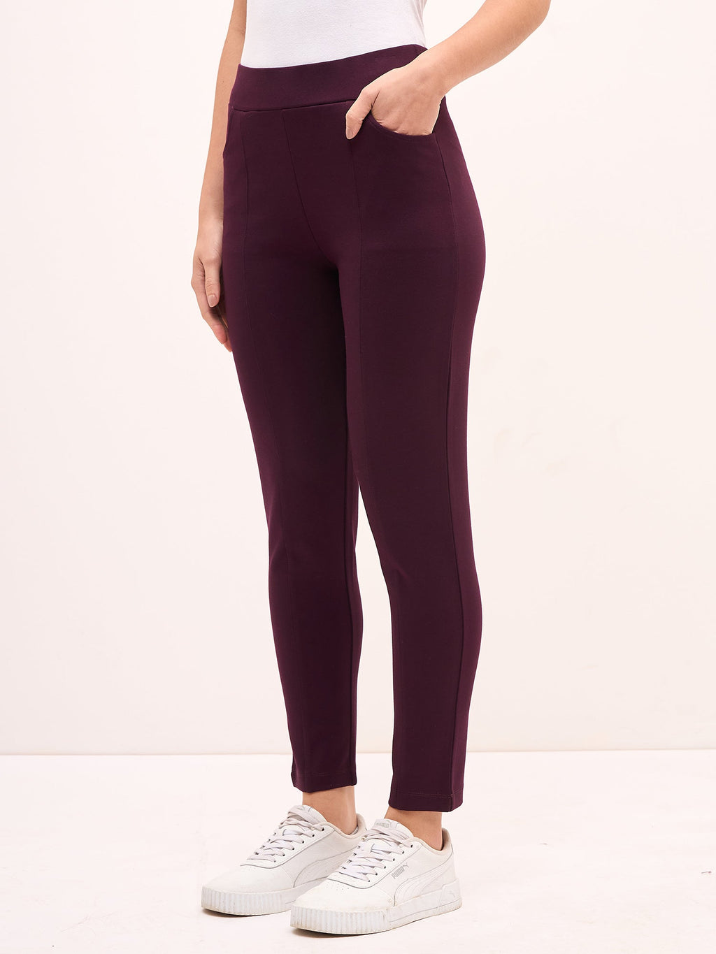 Flex Pull On Slim Jeggings - Burgundy
