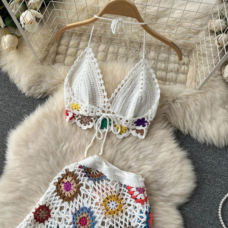 Janice Crochet Coord Set - White