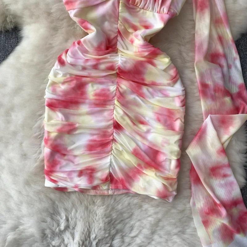 Gaelle Bodycon Mesh Dress - Pink