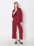 Maroon Solid Straight Trouser