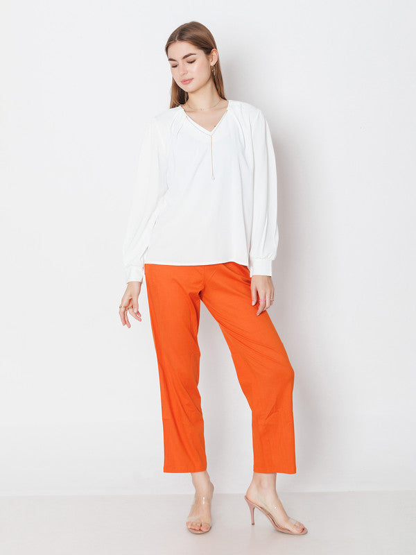 Rust Solid Straight Fit Trouser