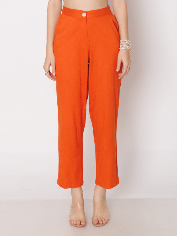 Rust Solid Straight Fit Trouser