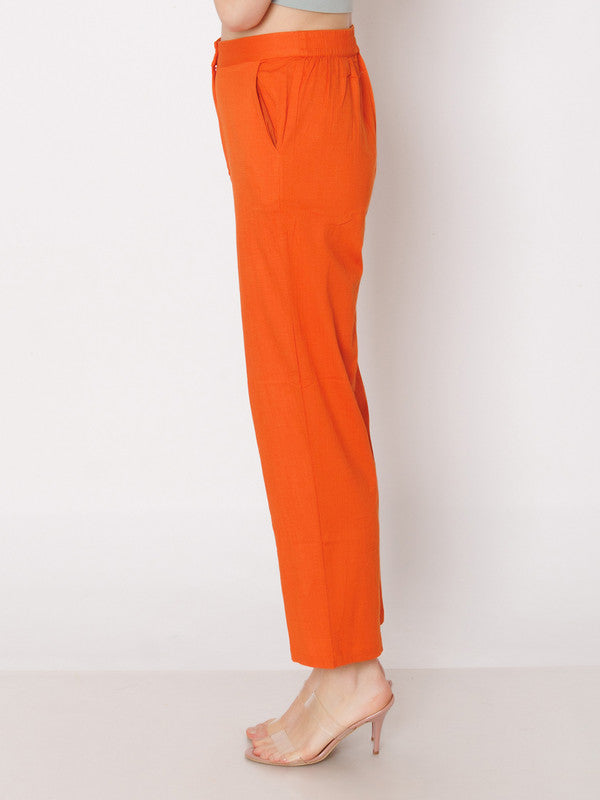 Rust Solid Straight Fit Trouser