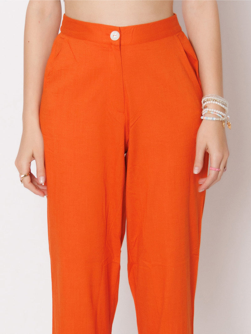 Rust Solid Straight Fit Trouser