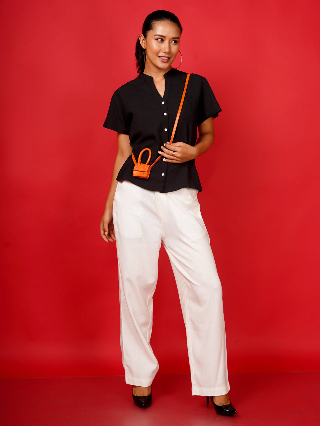 Off White Solid Parallel Trouser