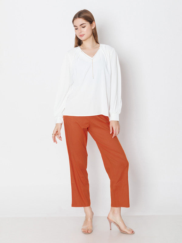 Brown Solid Parallel Trouser