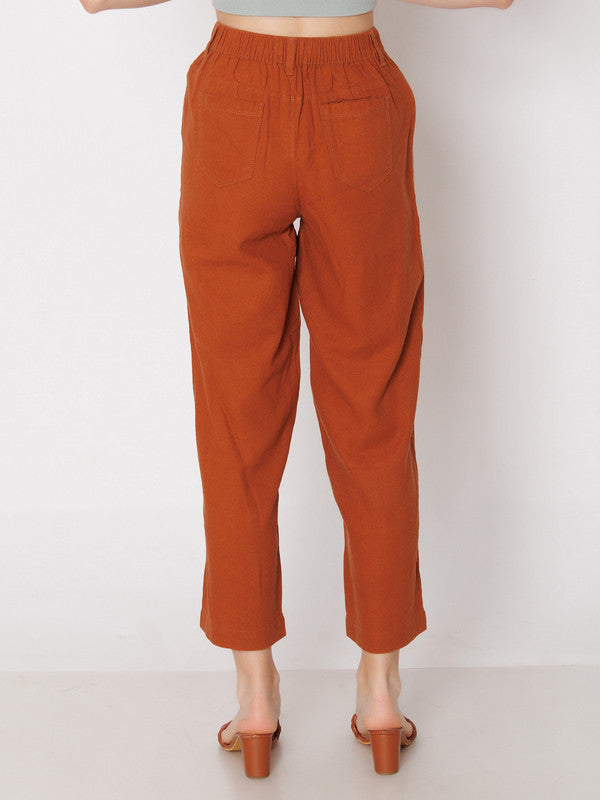Brown Solid Parallel Trouser
