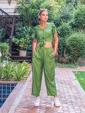 Green Solid Straight Trouser