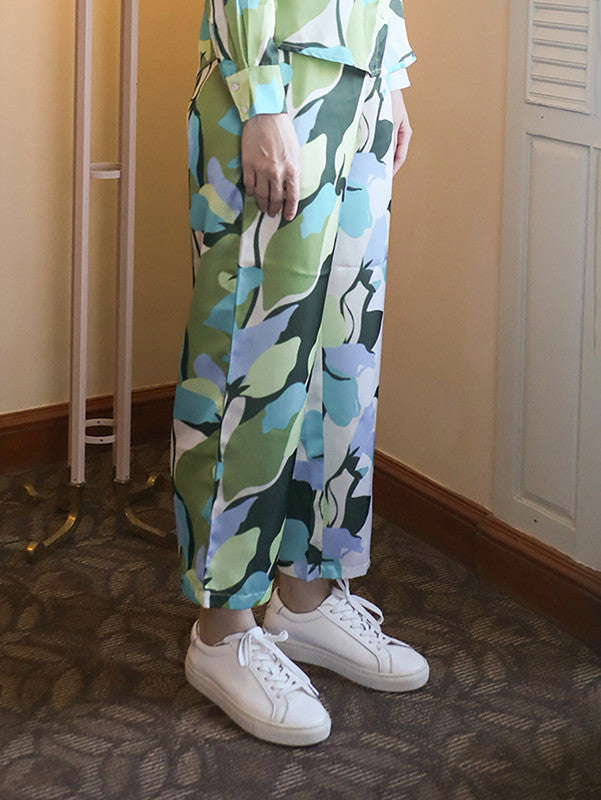 Off White Floral Printed Basic Trouser