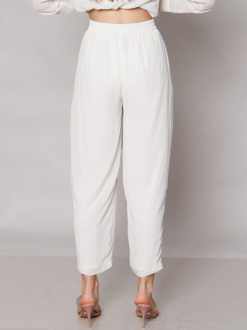 White Floral Print Straight Fit Trouser