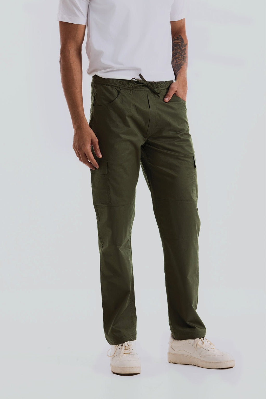 Lunar Green 2 way stretchable Air cargo - Regular fit