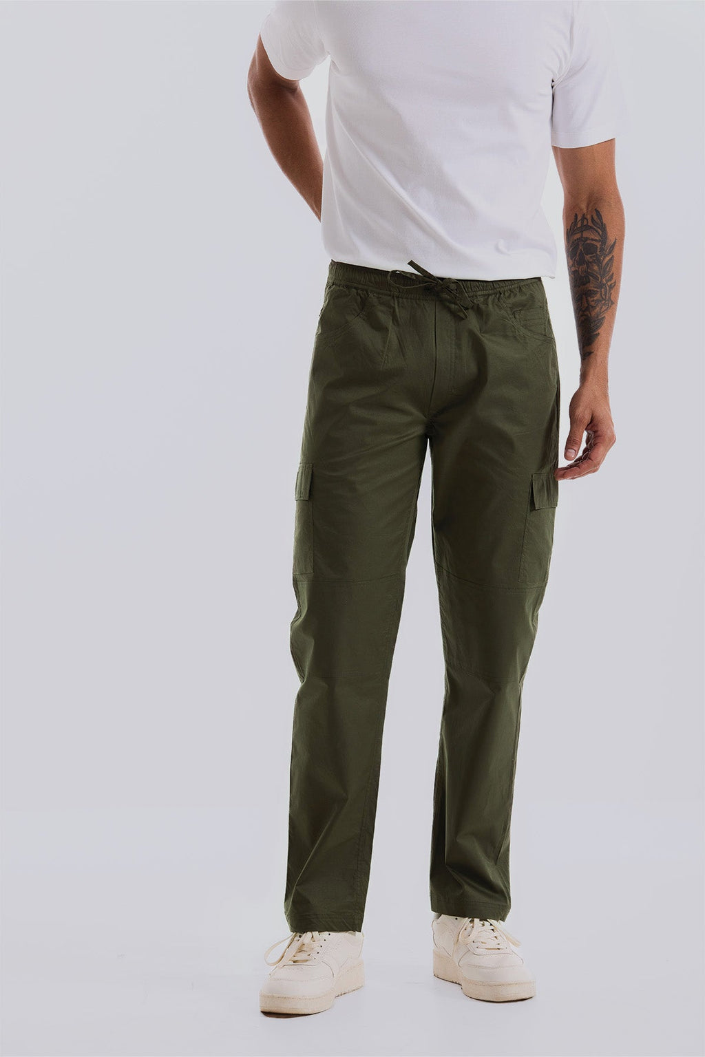 Lunar Green 2 way stretchable Air cargo - Regular fit