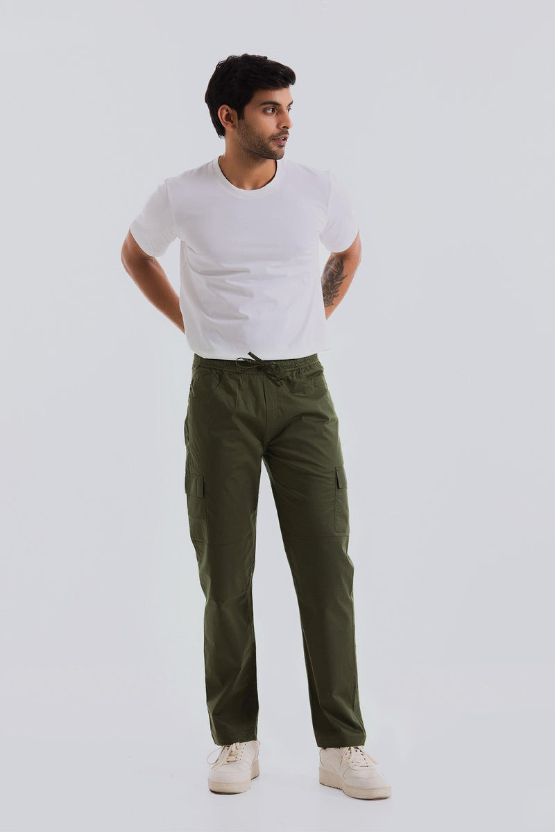 Lunar Green 2 way stretchable Air cargo - Regular fit