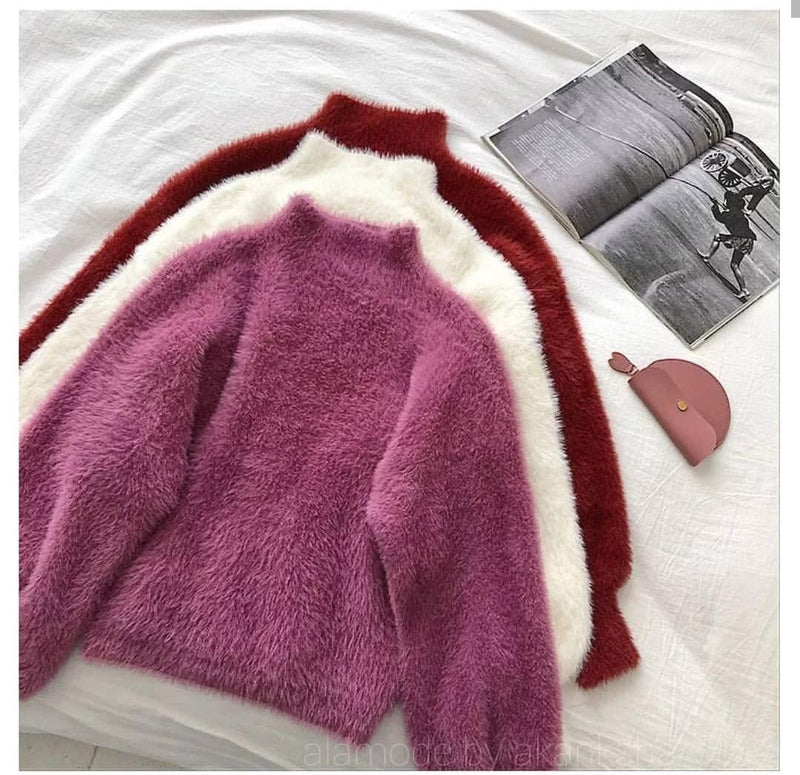 Luxury Mohair Jumpers - Maroon