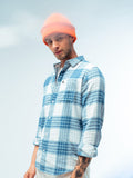 Misia - Men Blue & White Slim Fit Checked Flannel Cotton Casual Shirt