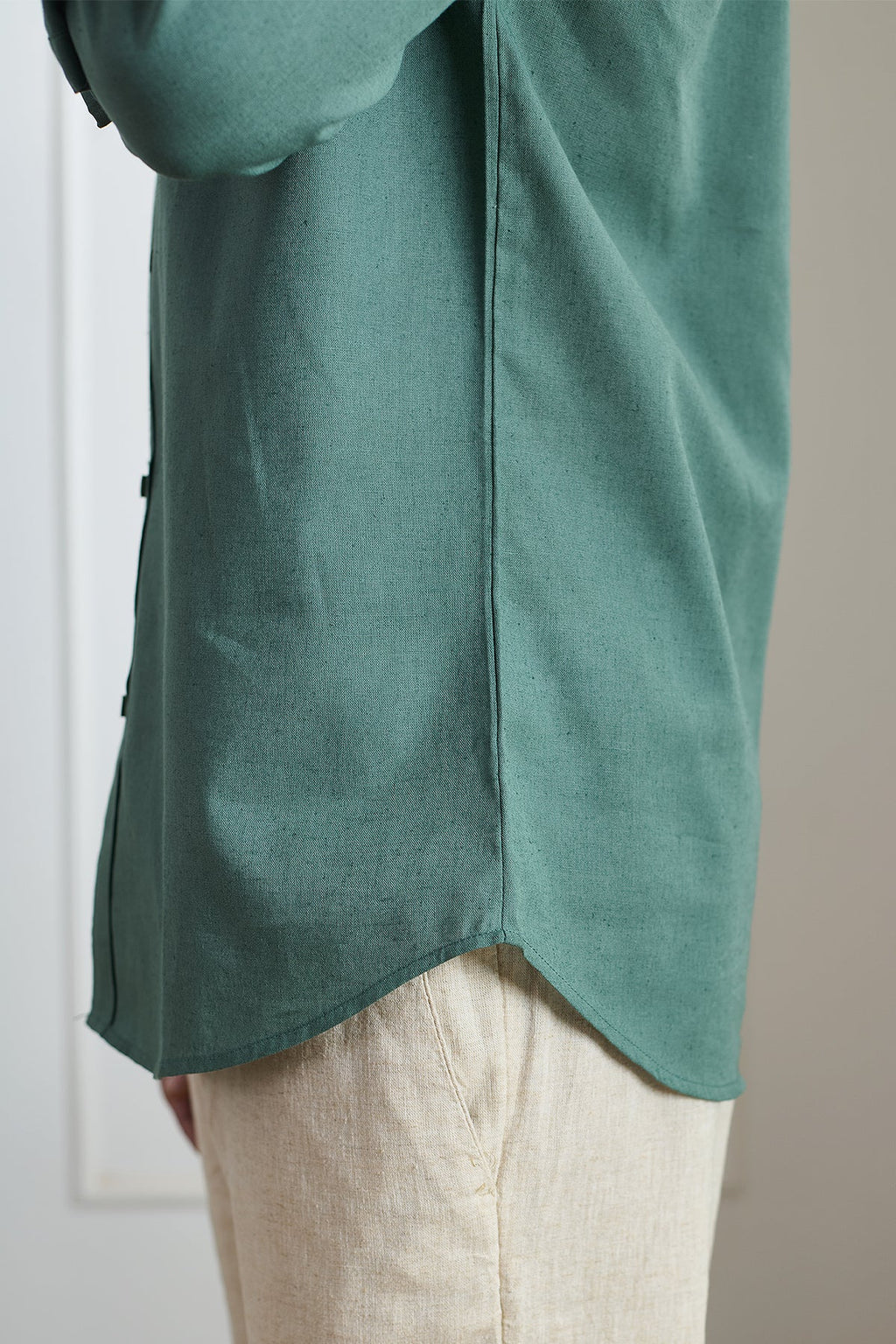 Moss Green Cotton Linen Shirt - Regular fit