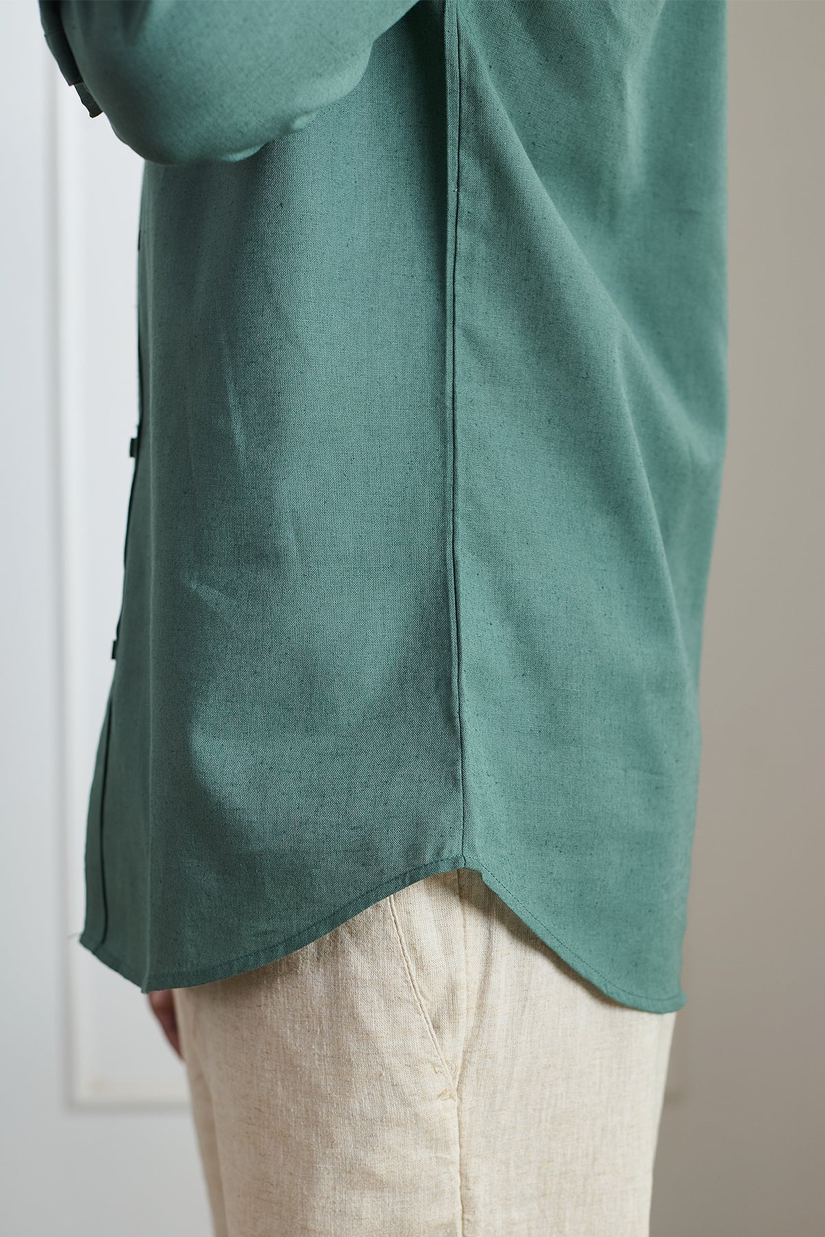 Moss Green Cotton Linen Shirt - Regular fit