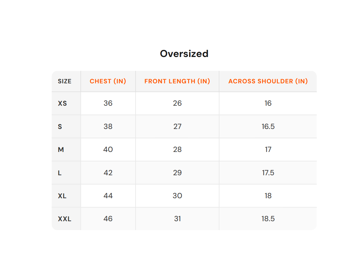 Size chart - Hummel|Women's Topwear Oversized