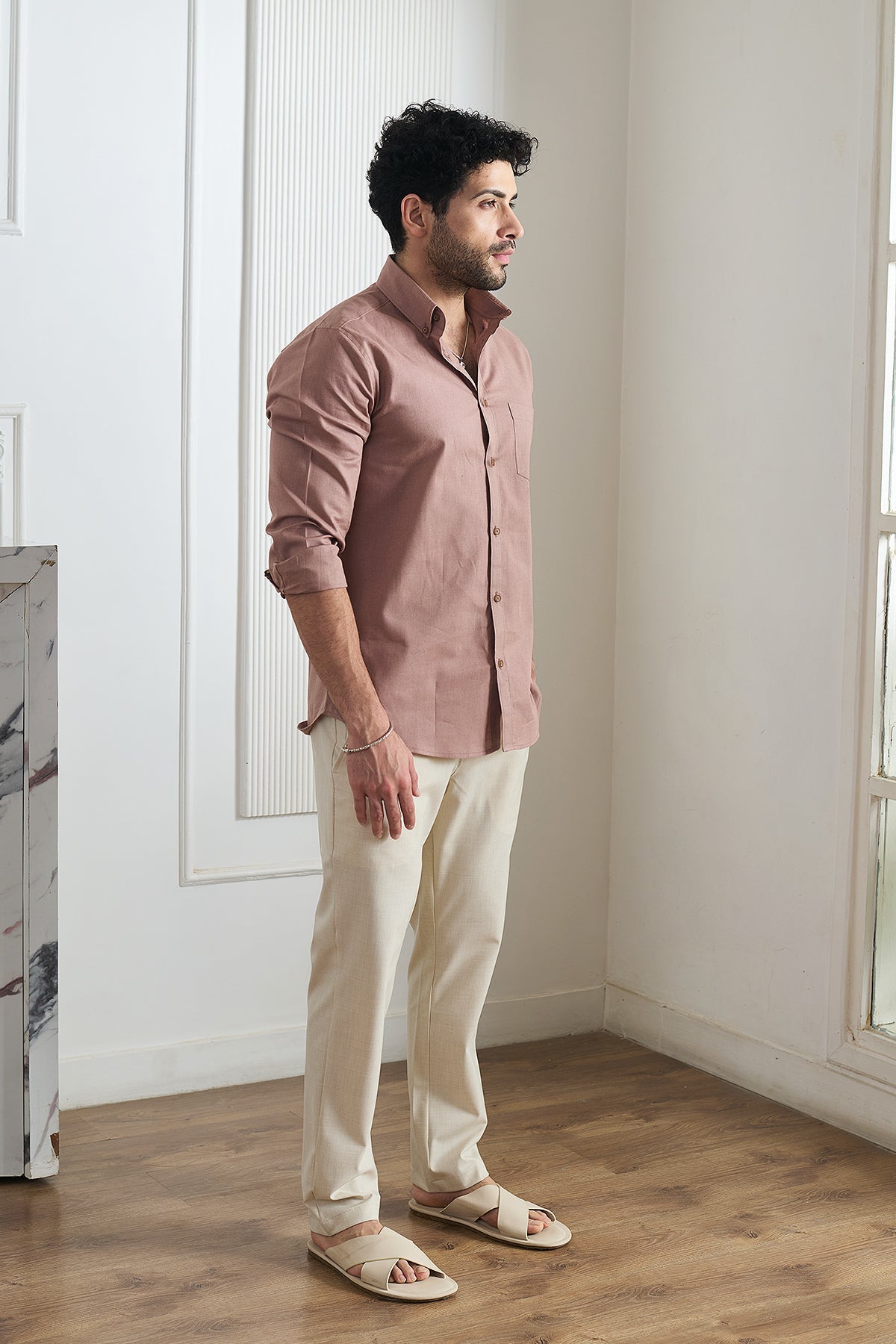 Pink Prose Cotton Linen Shirt - Regular fit