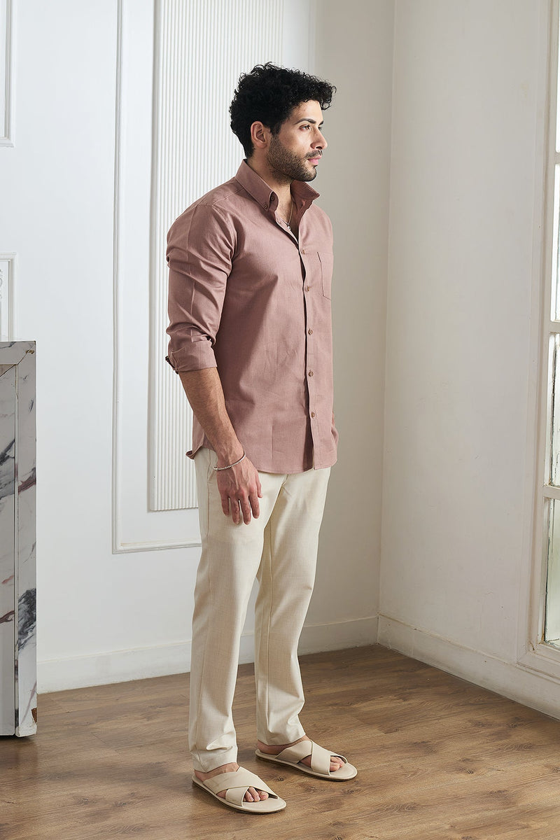Pink Prose Cotton Linen Shirt - Regular fit