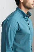 Sea Blue Cotton Linen Shirt - Regular fit