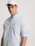 Boka - Men White Striped Slim Fit Cotton Casual Shirt