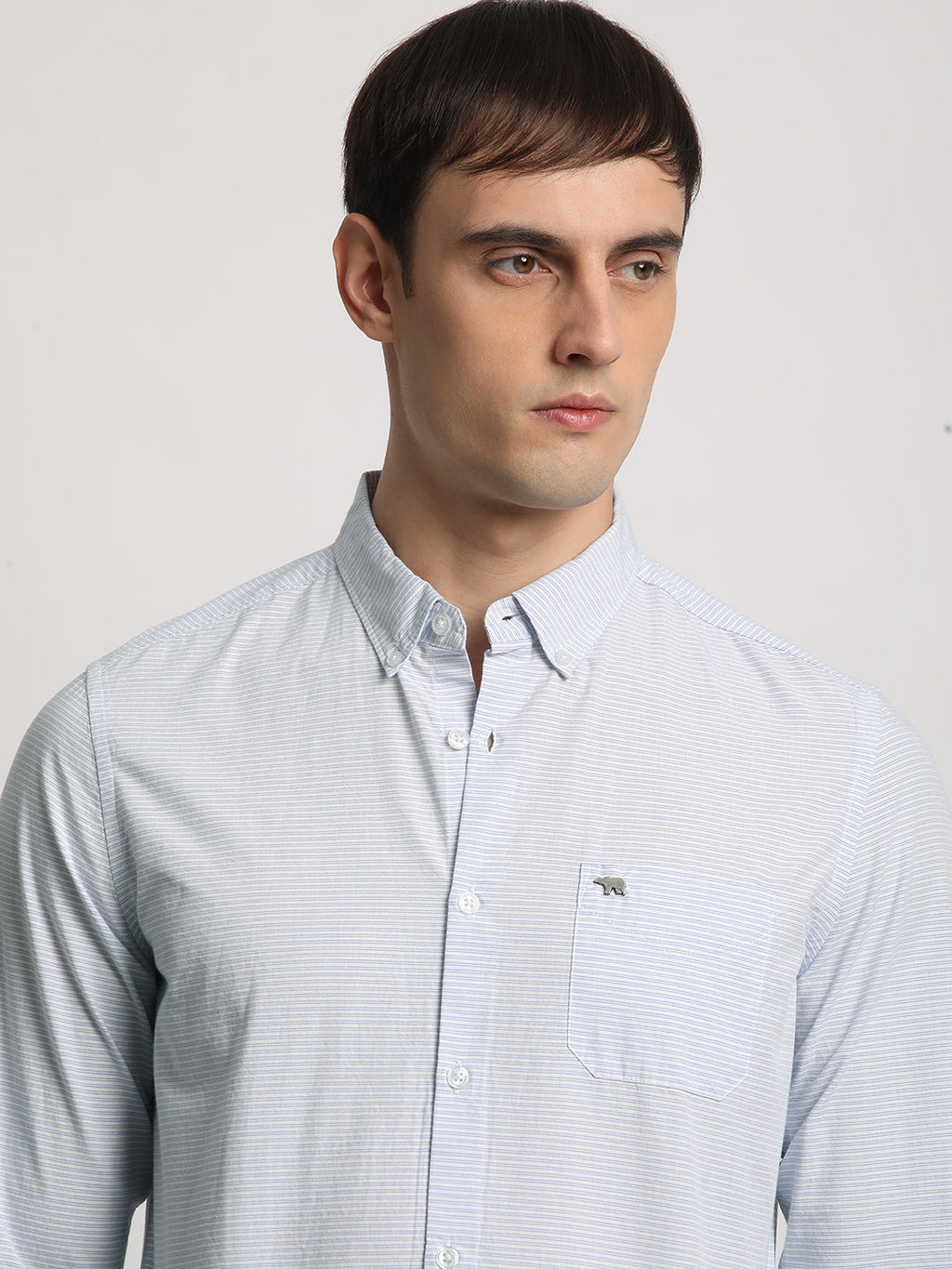 Boka - Men White Striped Slim Fit Cotton Casual Shirt
