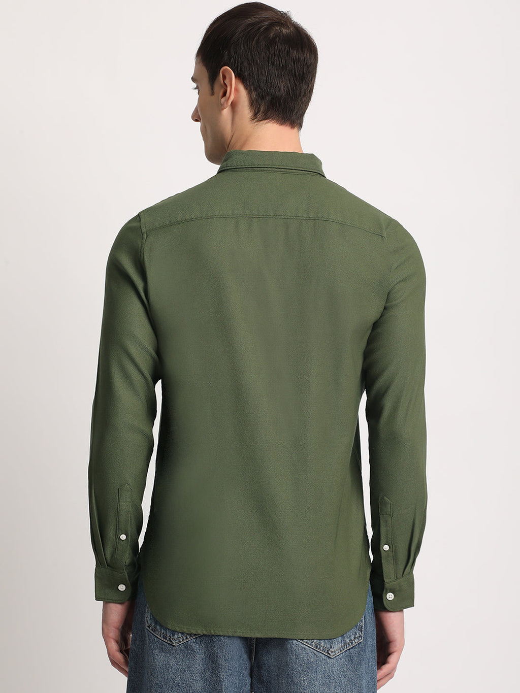 Limar - Men Green Solid Slim Fit Cotton Casual Shirt