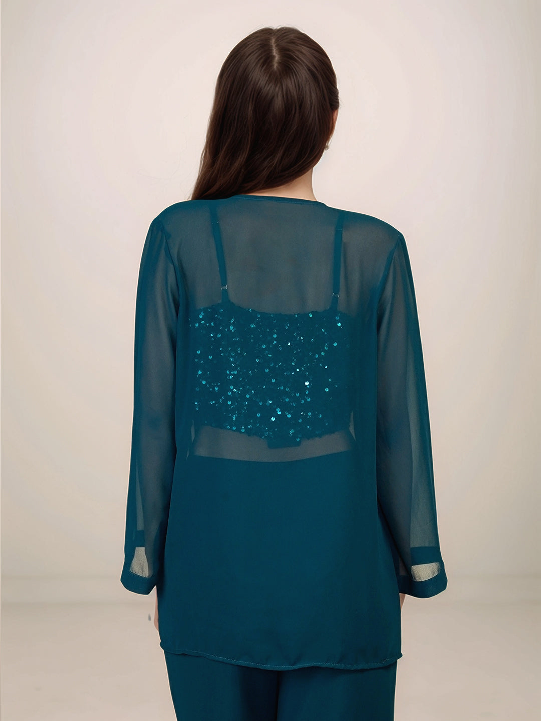 Green Solid Full Sleeves Shrug