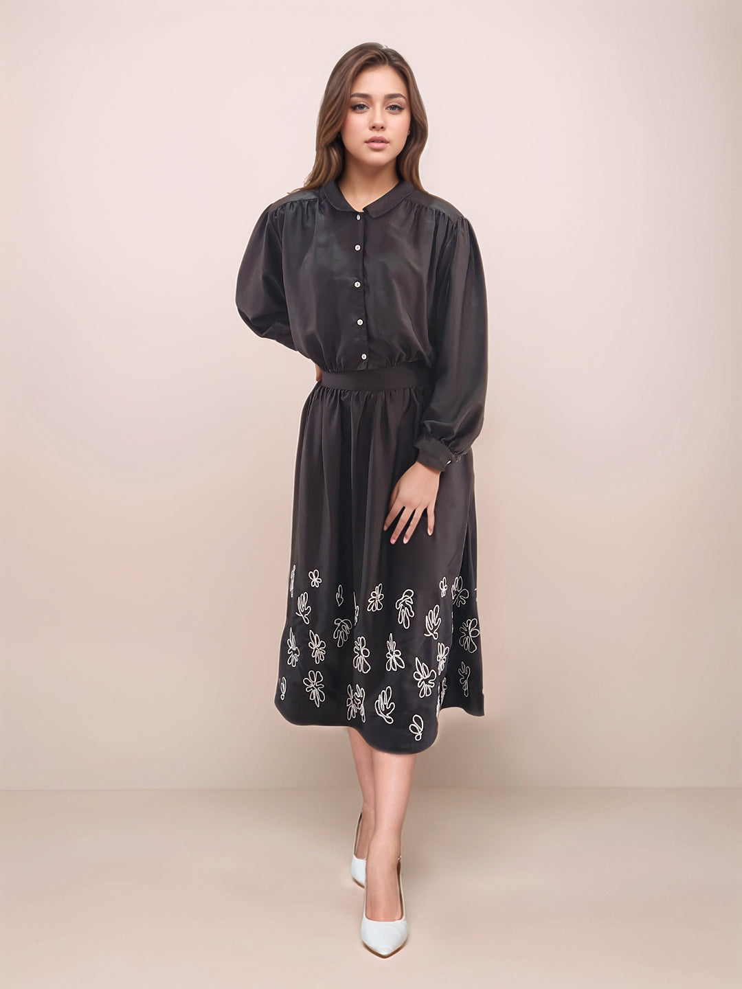 Black Embroidered Skirt