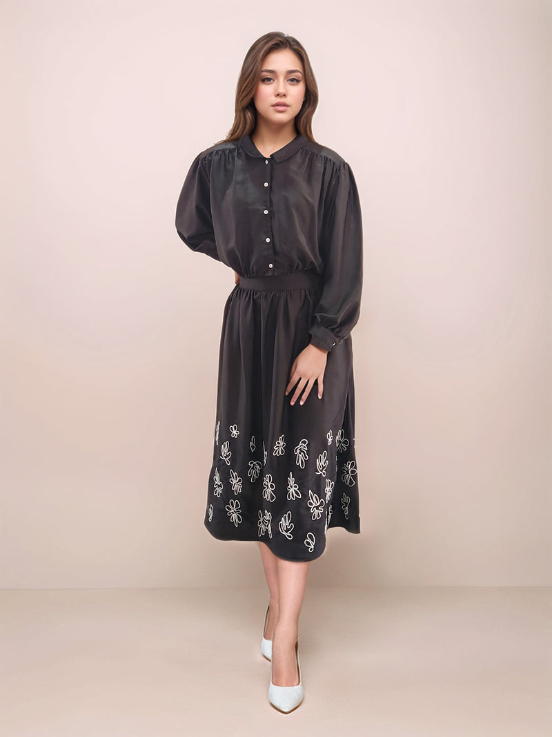 Black Embroidered Skirt