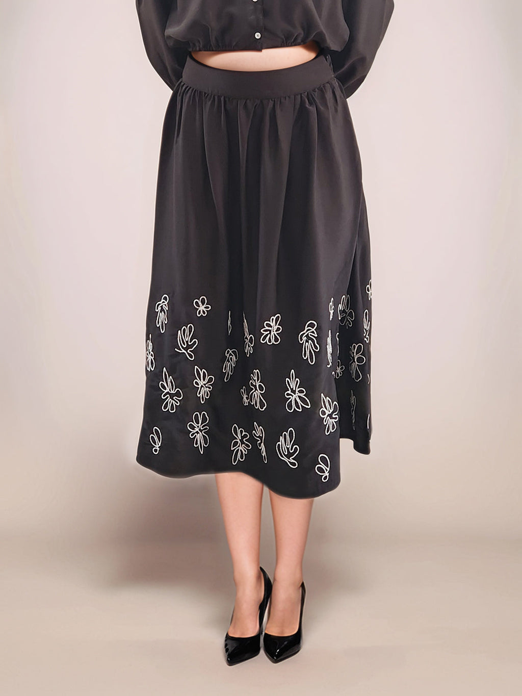 Black Embroidered Skirt