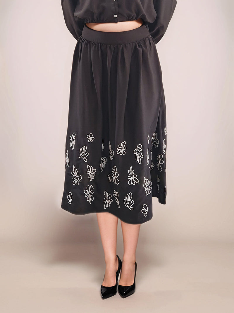Black Embroidered Skirt