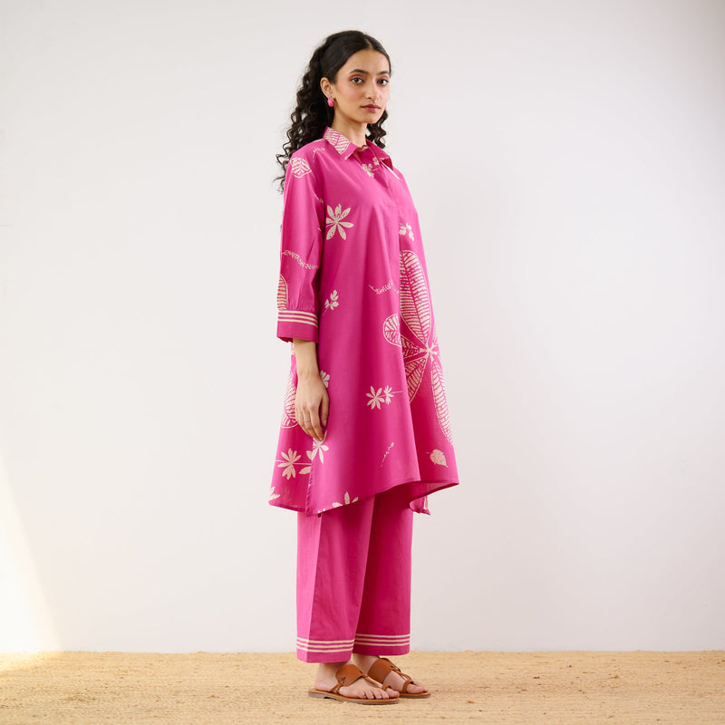 Plumeria Cotton Co-ord Set - Pink