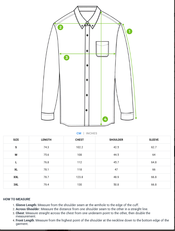 Size chart - product:octo