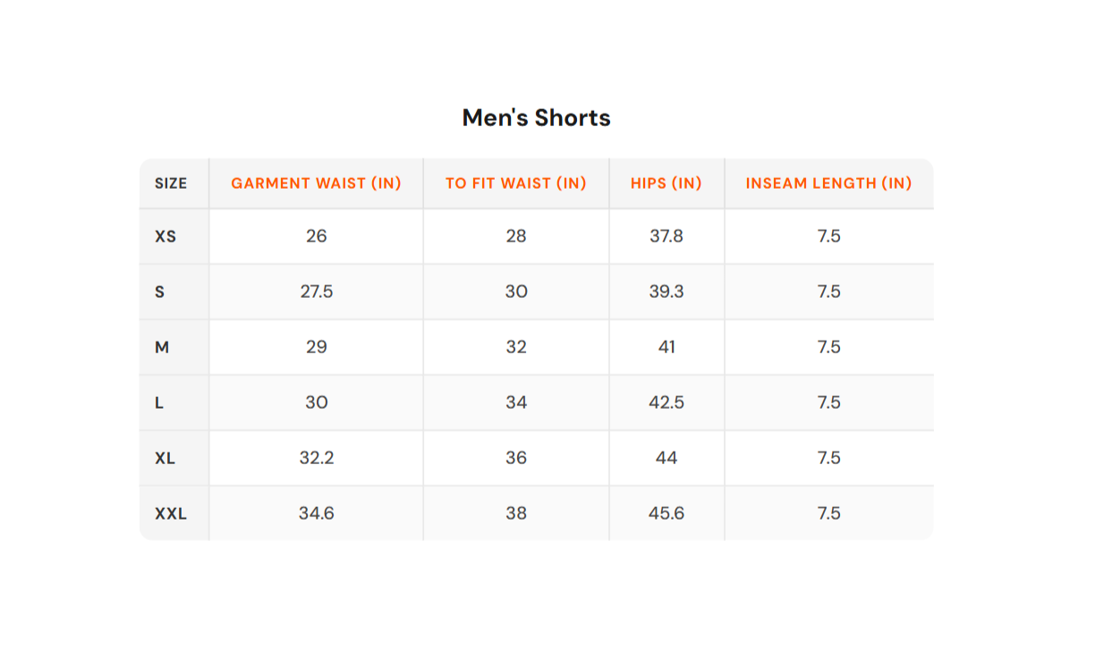 Size chart - Hummel|Men's Bottomwear Shorts