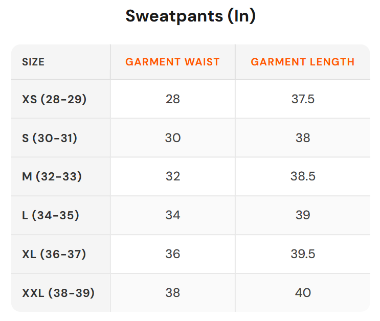Size chart - BEYOURS|Men's Bottomwear Sweatpants
