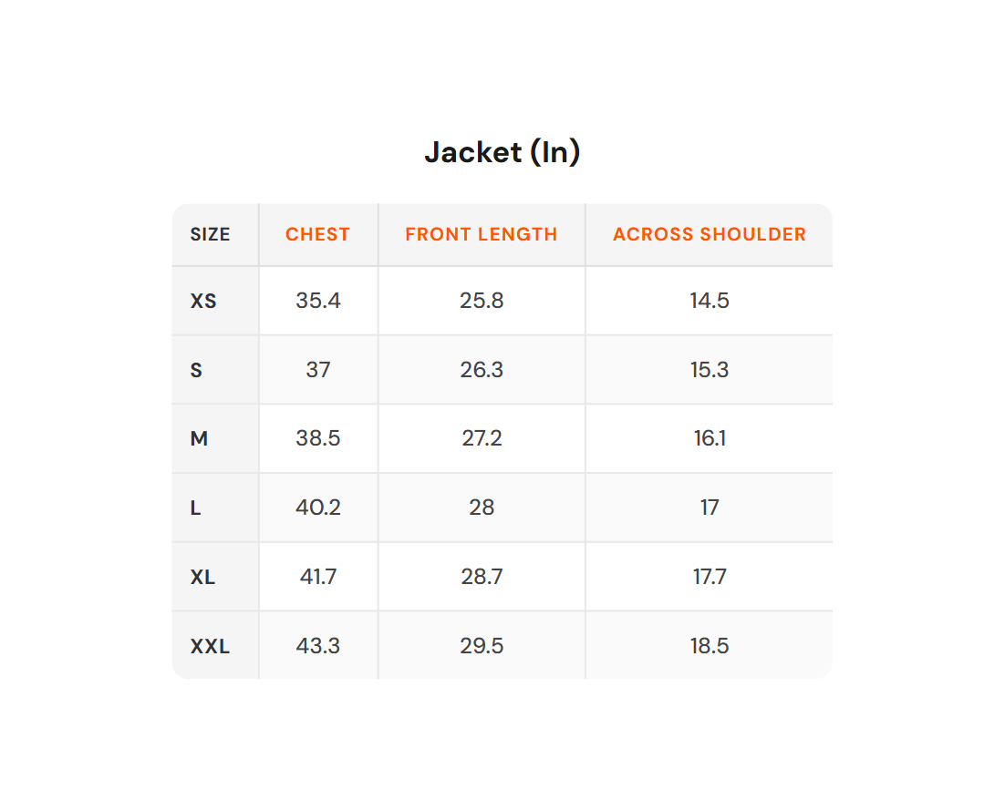 Size chart - Hummel|Men's Topwear Jackets