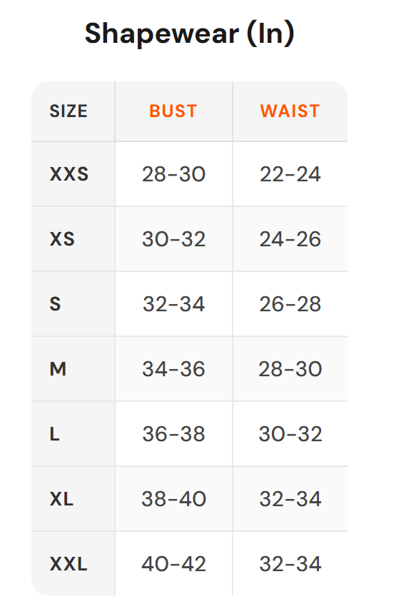 Size chart - Miss Mosa By Akanksha|Women's Innerwear Shapewear